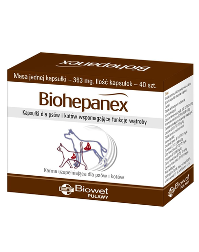 BIOWET Biohepanex capsule pentru caini si pisici care sustin funcțiile hepatice 40 buc.