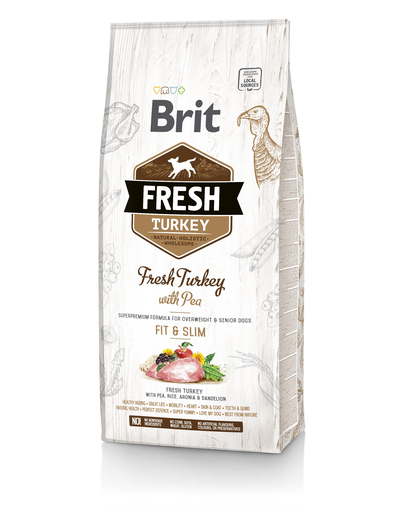 BRIT Fresh Light Fit & Slim hrana uscata caini adulti supraponderali, cu mazare si curcan 24 kg (2 x 12 kg)