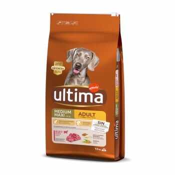 ULTIMA Dog Medium & Maxi Adult, Vită, hrană uscată câini, 12kg