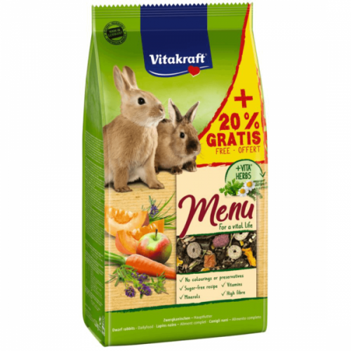 Hrana pentru iepuri, Vitakraft Premium Menu, 1 kg + 20% Gratis
