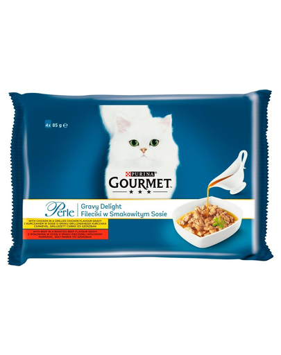 GOURMET Perle Gravy hrana umeda pentru pisici, pui si vita in sos 48x85 g
