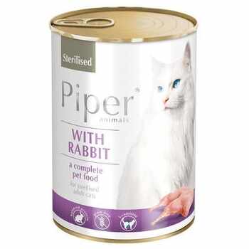Pachet Piper Cat Adult Sterilizat cu Iepure, 6x400 g