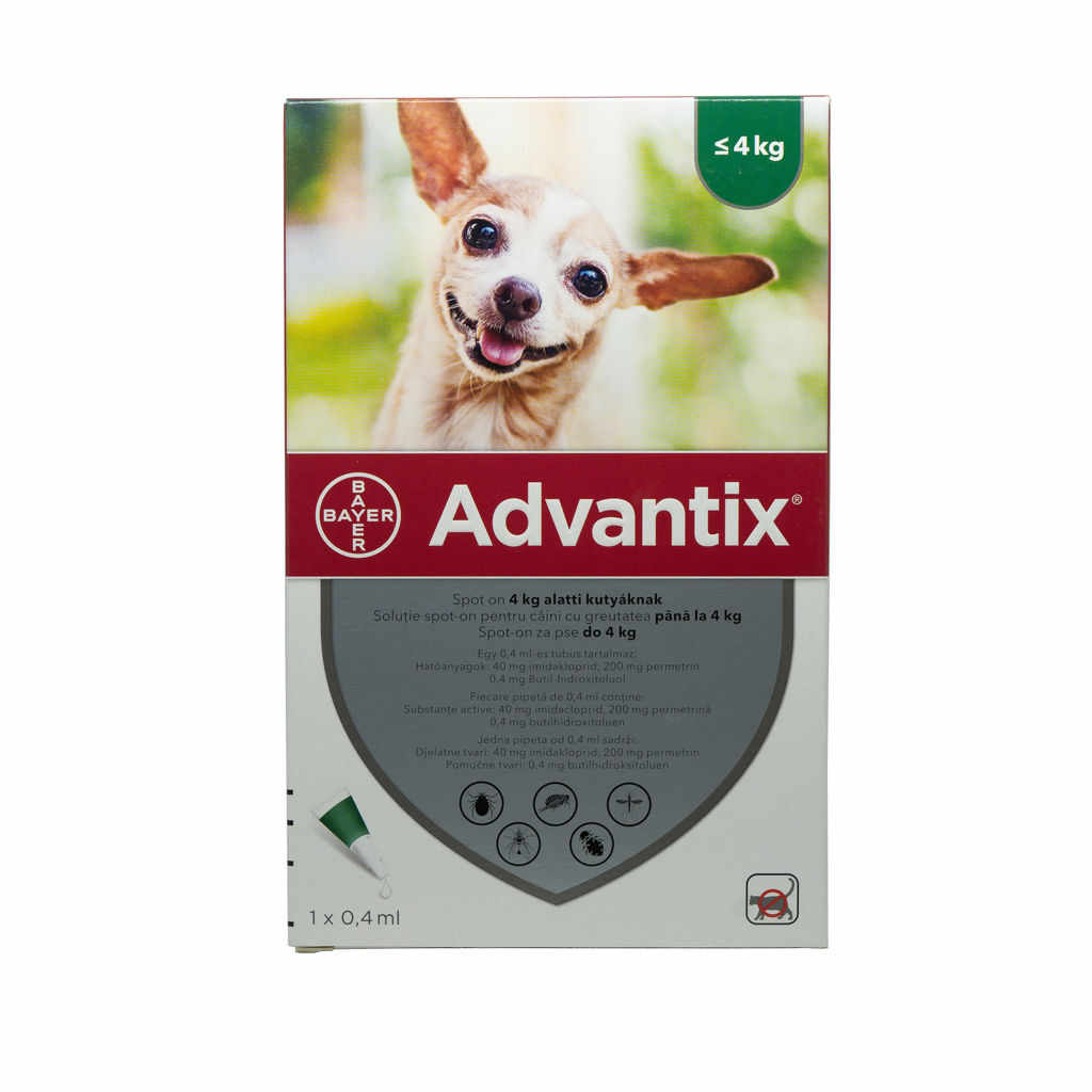 Pipetă antiparazitară Advantix pentru câini de până la 4kg