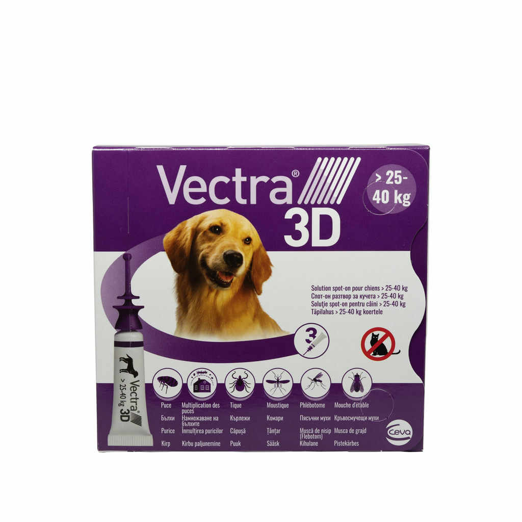 Pipetă antiparazitară Vectra 3D pentru câini de 25 - 40kg