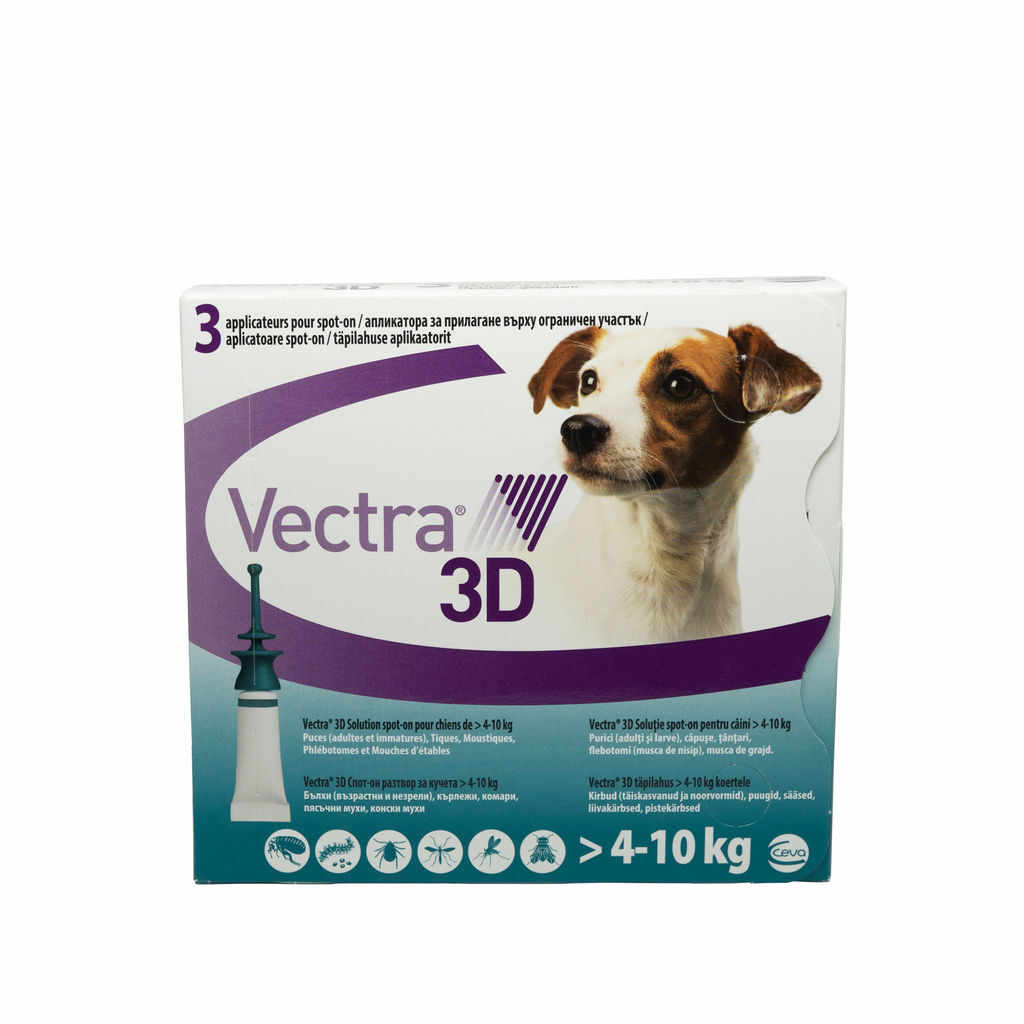 Pipetă antiparazitară Vectra 3D pentru câini de 4 - 10kg