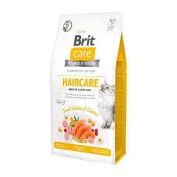 BRIT Care Haircare Healthy & Shiny Coat, Somon și Pui, hrană uscată fără cereale pisici, piele și blană, 400g
