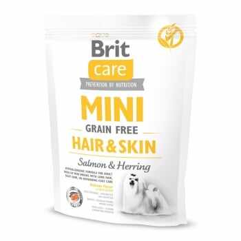 BRIT Care Mini Hair & Skin Adult, XS-S, Somon, hrană uscată fără cereale câini, piele și blană, 400g