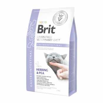 BRIT GF Veterinary Diet Gastrointestinal, Hering cu Mazăre, dietă veterinară pisici, hrană uscată fără cereale, afecțiuni digestive, 2kg