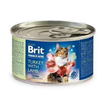 BRIT Premium By Nature, Curcan și Miel, conservă hrană umedă fără cereale pisici, (pate), 200g