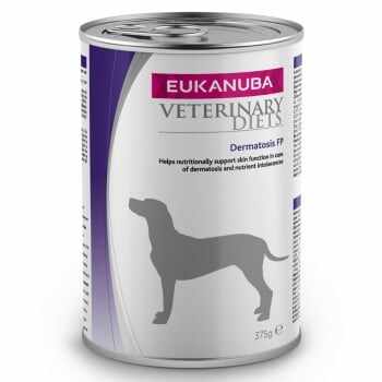EUKANUBA Veterinary Diets Dermatosis, Somon și Hering, dietă veterinară câini, conservă hrană umedă, afecțiuni dermatologice, 375g
