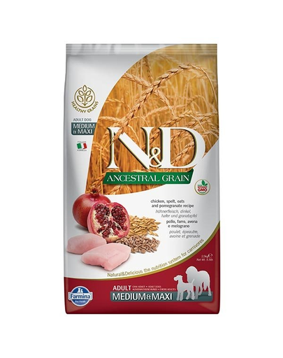 FARMINA N&D Ancestral Selection hrana uscata cu pui si rodie, medium&maxi, 15 kg