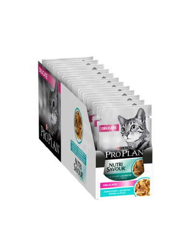 PURINA PRO PLAN Delicate hrana umeda pisici adulte cu sistem digestiv sensibil, cu peste 26 x 85 g