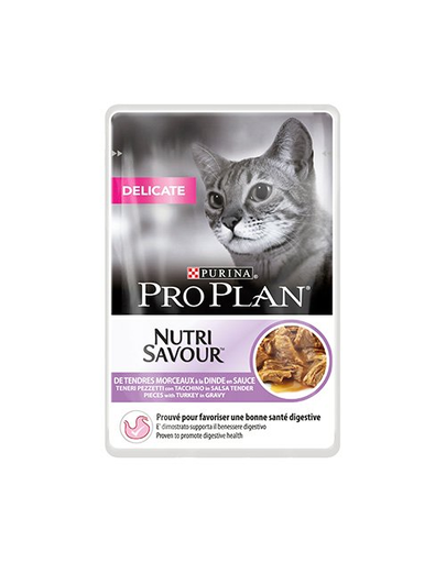 PURINA PRO PLAN Delicate hrana umeda pisici adulte cu sistem digestiv sensibil, curcan in sos 26 x 85 g