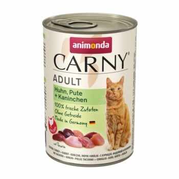 CARNY, Vită, Curcan şi Iepure, conservă hrană umedă pentru pisici, (In aspic), 400g