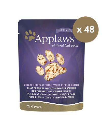 APPLAWS Hrana umeda pentru pisici, cu pui si orez salbatic 48 x 70 g