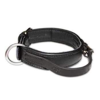 JULIUS-K9 ECO leather, zgardă ajustabilă cu mâner câini, piele, 40mm x 60cm, negru