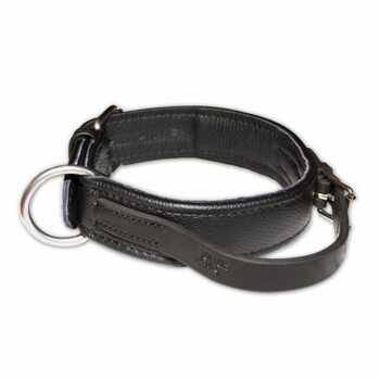 JULIUS-K9 ECO leather, zgardă ajustabilă cu mâner câini, piele, 40mm x 70cm, negru