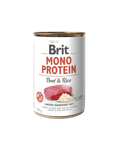 BRIT Mono protein beef&rice set hrana umeda monoproteica caini adulti, cu vita si orez 6 x 400 g