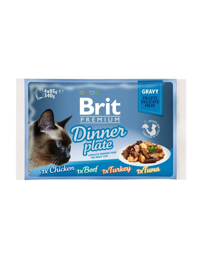 BRIT Premium Gravy fillet Dinner plate Hrana umedat pisici adulte, mix carne 52 x 85 g