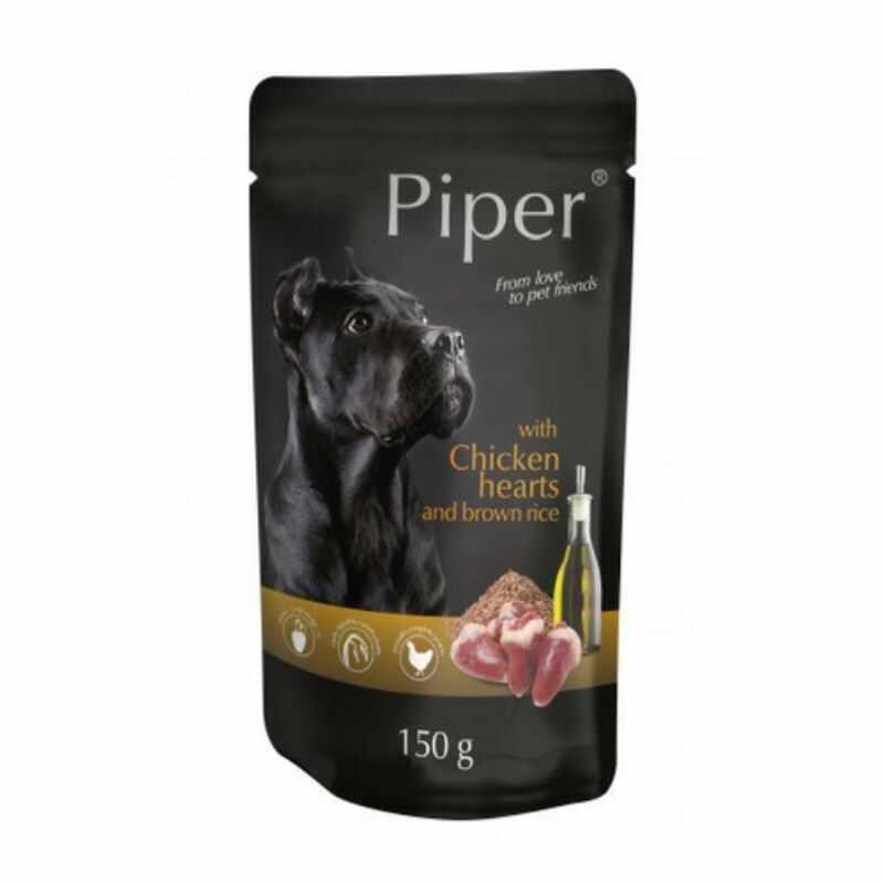 Piper Adult, inimi de pui si orez brun, plic, 150 g