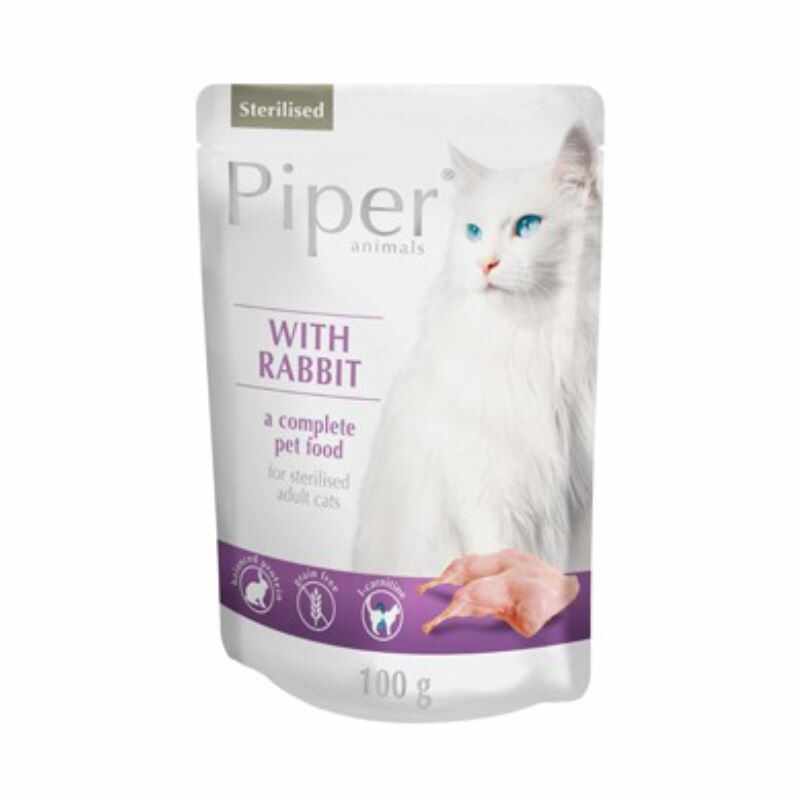 PIPER CAT Sterilised, iepure, plic, 100 g
