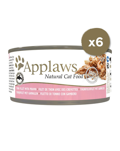APPLAWS Hrana umeda pentru pisici, cu ton si creveti, 6 x 70 g