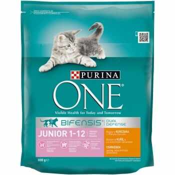 PURINA One Junior, Pui cu Cereale Integrale, hrană uscată pisici junior, 800g