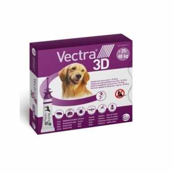 Vectra 3D, spot-on, soluție antiparazitară, câini 25-40 kg, 3 pipete