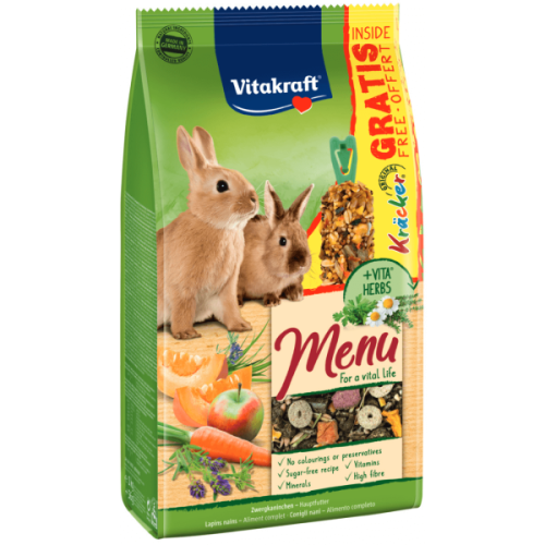 Hrana pentru iepuri Vitakraft Promo Menu iepure 1 kg + Baton 56 g Gratis