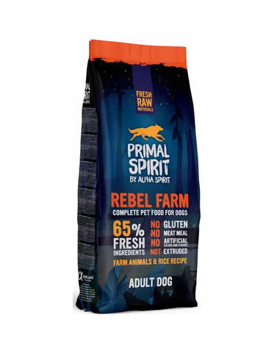 PRIMAL SPIRIT Rebel Farm Hrana semi-moale pentru caini adulti, cu pui si peste 12 kg