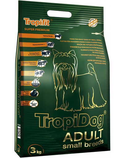 TROPIDOG Super Premium Adult S hrana uscata caini adulti de talie mica, cu miel 3 kg