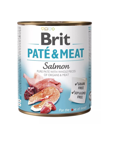 BRIT Pate&Meat salmon Hrana umeda pentru caini, cu somon, set 6 x 800 g