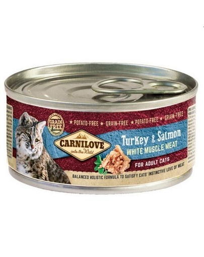 CARNILOVE Cat Turkey&Salmon 12 x 100 g hrana umeda pentru pisici, curcan si somon