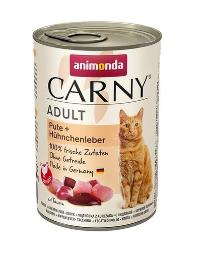 ANIMONDA Carny Adult Hrana umeda set curcan si ficat de pui pentru pisici adulte 12 x 400 g