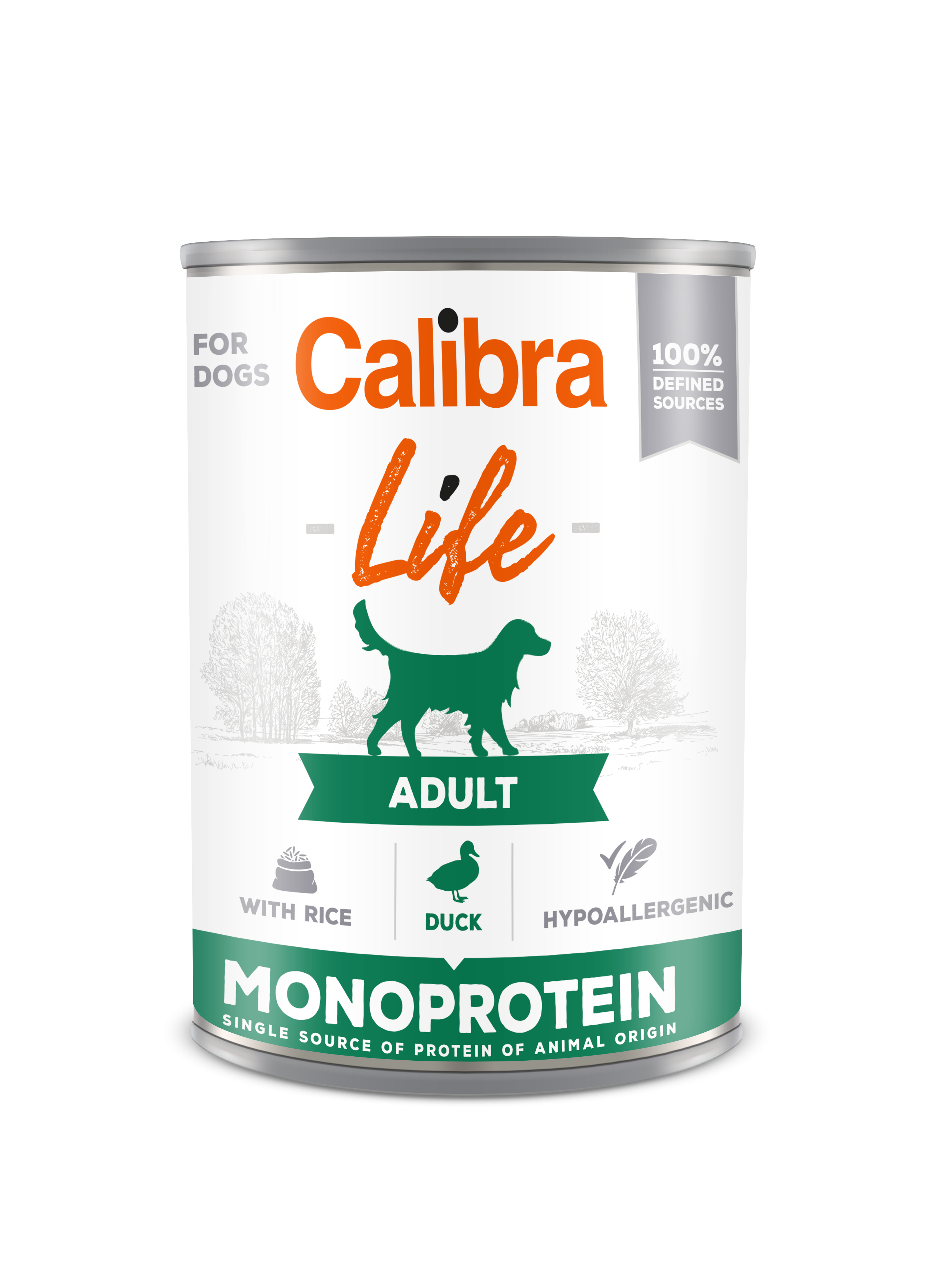 Calibra Dog Life Adult Duck with Rice 400 g, conserva