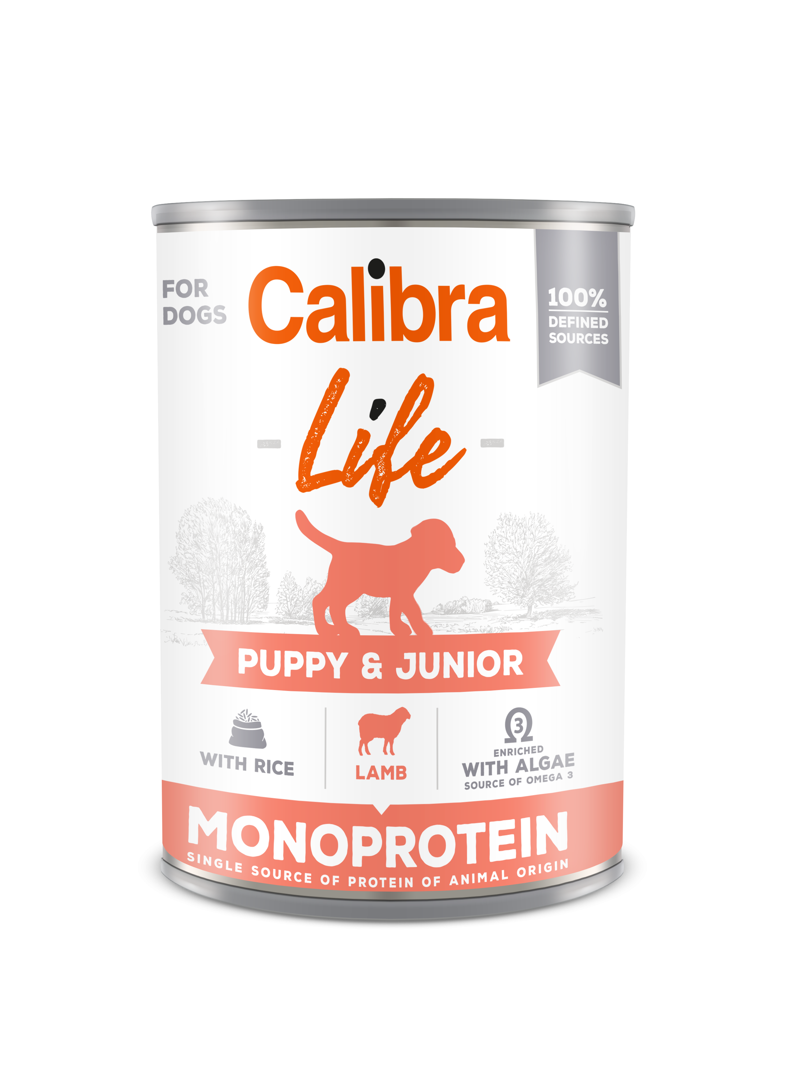Calibra Dog Life Puppy & Junior, Lamb & Rice 400 g, conserva