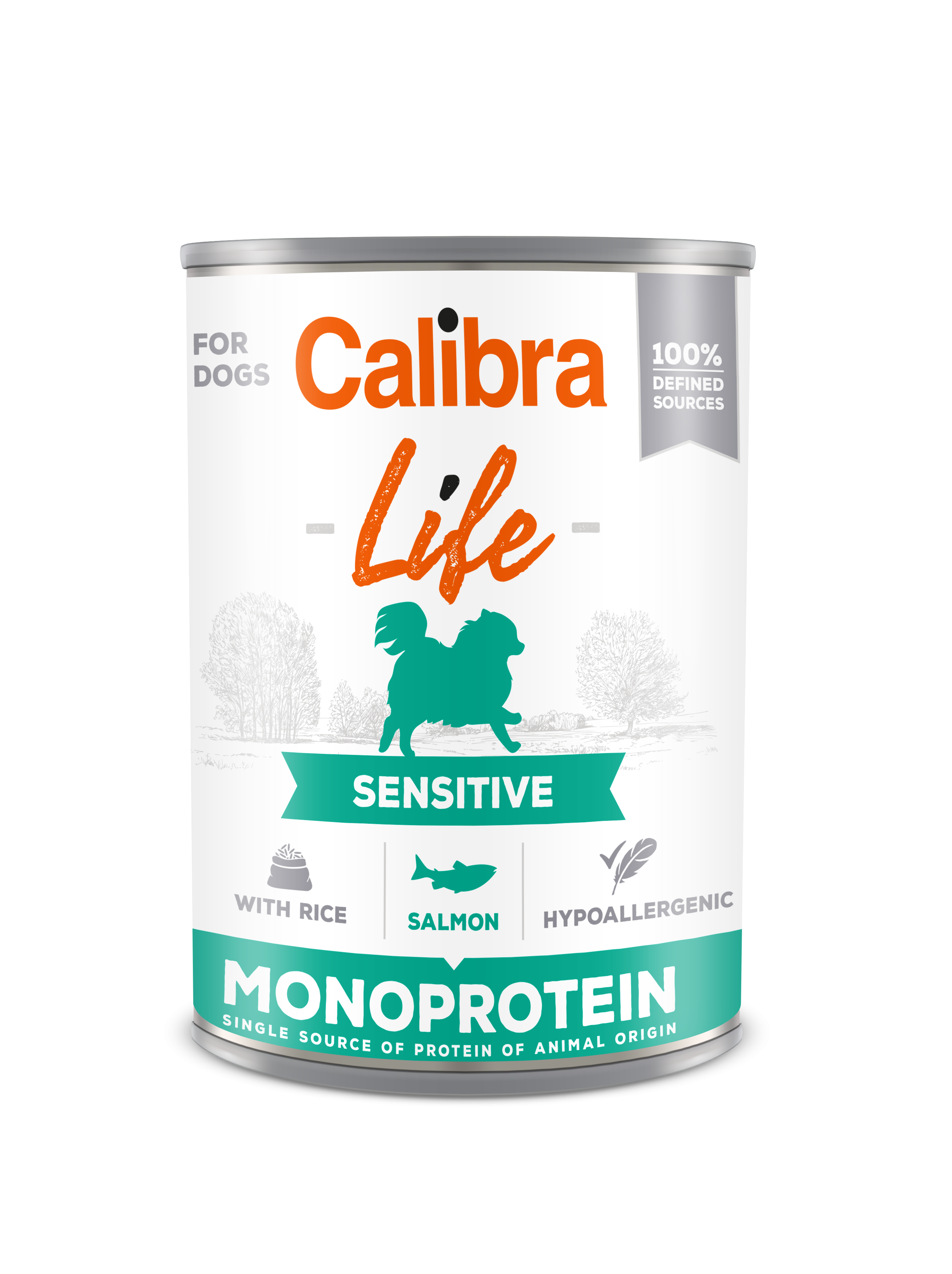 Calibra Dog Life Sensitive Salmon with Rice 400 g, conserva