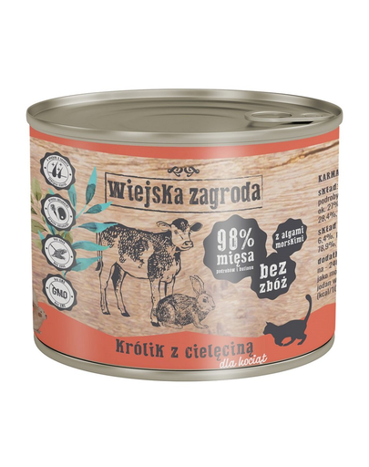 WIEJSKA ZAGRODA Kitten Hrana umeda pentru pisoi, cu iepure si vitel 200 g