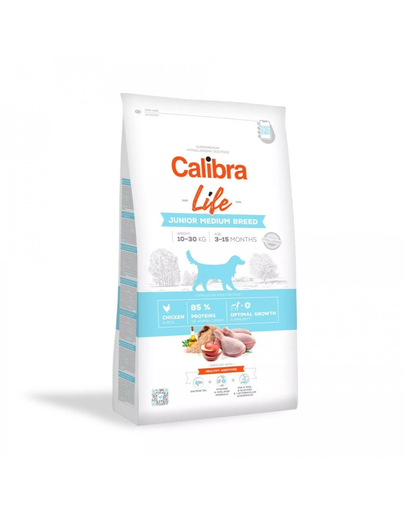 CALIBRA Dog Life Junior Medium Breed Chicken hrana uscata pentru caini juniori de talie medie 24 kg (2 x 12 kg)