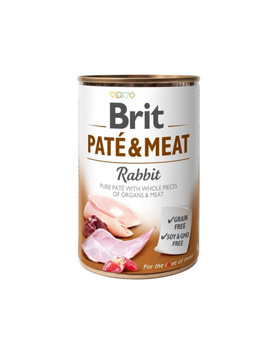 BRIT Pate&Meat rabbit Hrana umeda pentru caini adulti, cu iepure, set 6 x 400 g