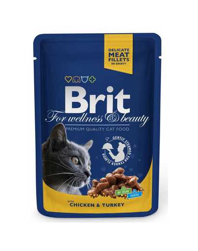 BRIT Premium Adult Set hrana umeda pentru pisici adulte, pui si curcan 24 x 100g