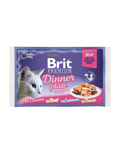 BRIT Premium Cat Dinner Plate file în jeleu - diverse aroame 340 g (4x85 g)
