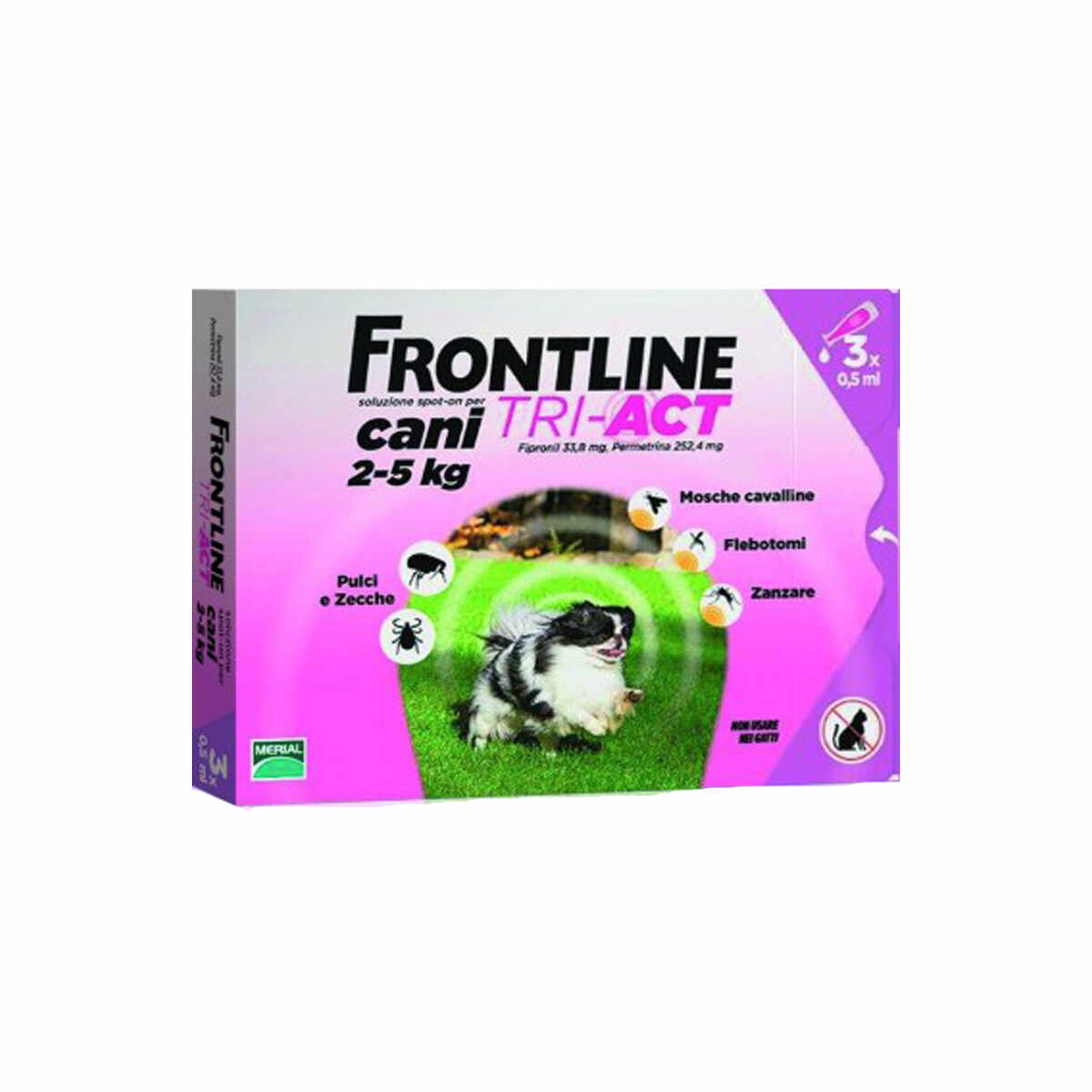 Frontline Tri-Act pentru caini de talie foarte mica 2-5kg, 3 pipete antiparazitare
