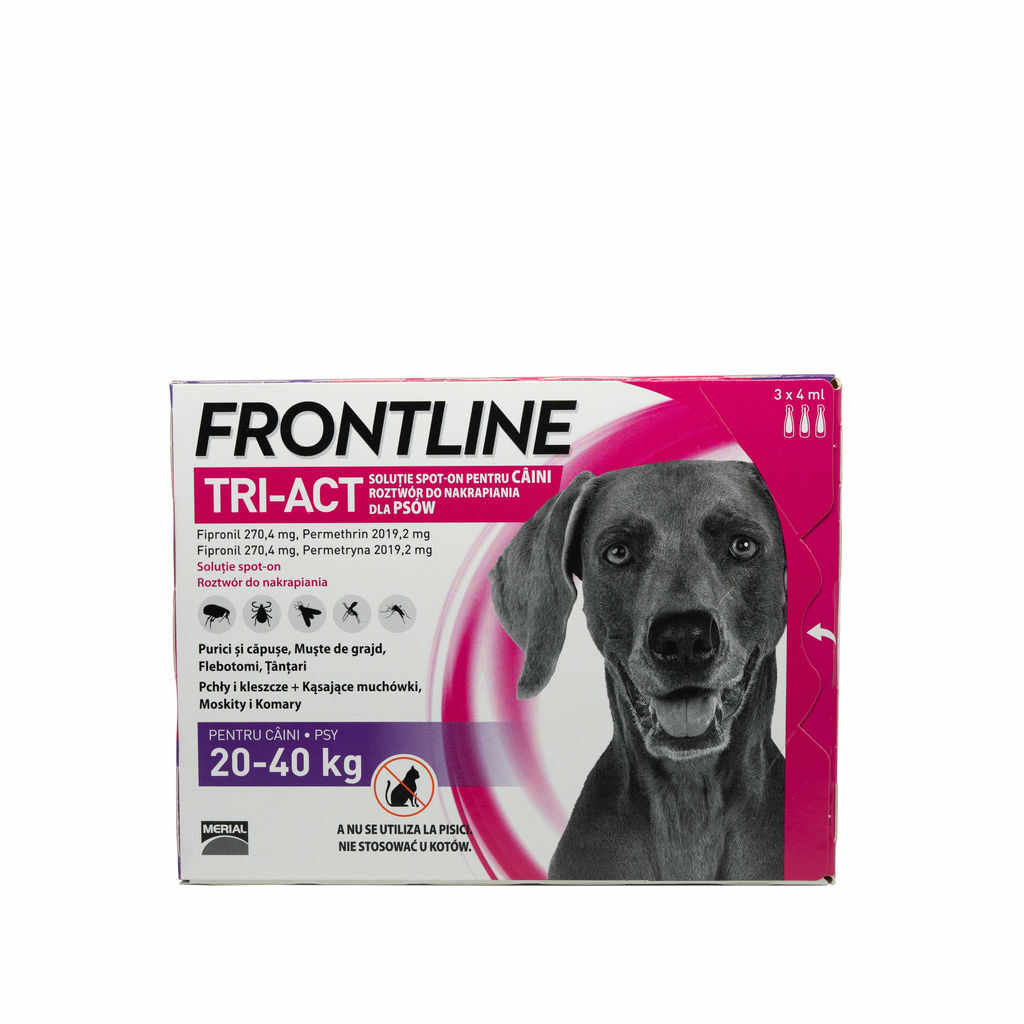  Frontline Tri-Act pentru caini de talie mare 20-40kg, 3 pipete antiparazitare