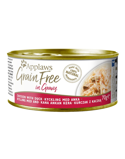 APPLAWS Cat Tin Grain Free - Hrană umedă pentru pisici - pui și rață în sos - 70g