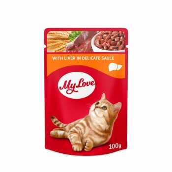 MY LOVE, Ficat, plic hrană umedă pisici, (în sos), 100g 