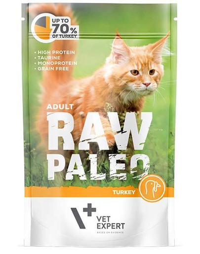 VETEXPERT RAW PALEO Cat Adult cu carne de curcan 100 g