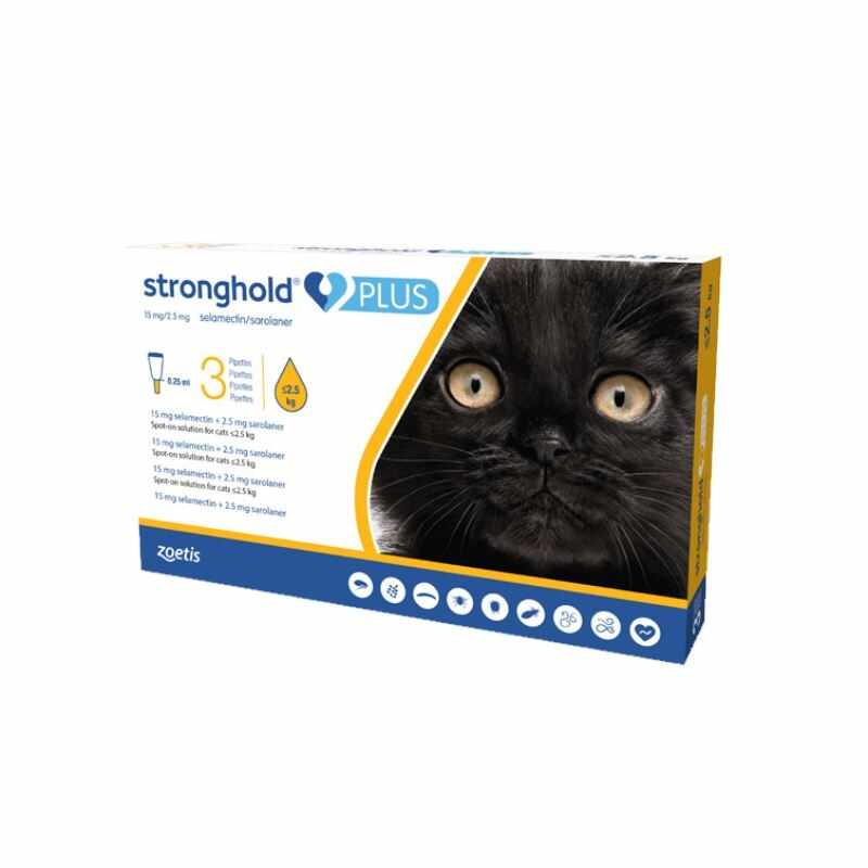 Stronghold Plus Pisica 15 mg, 0.25 ml (< 2.5 kg), 3 pipete
