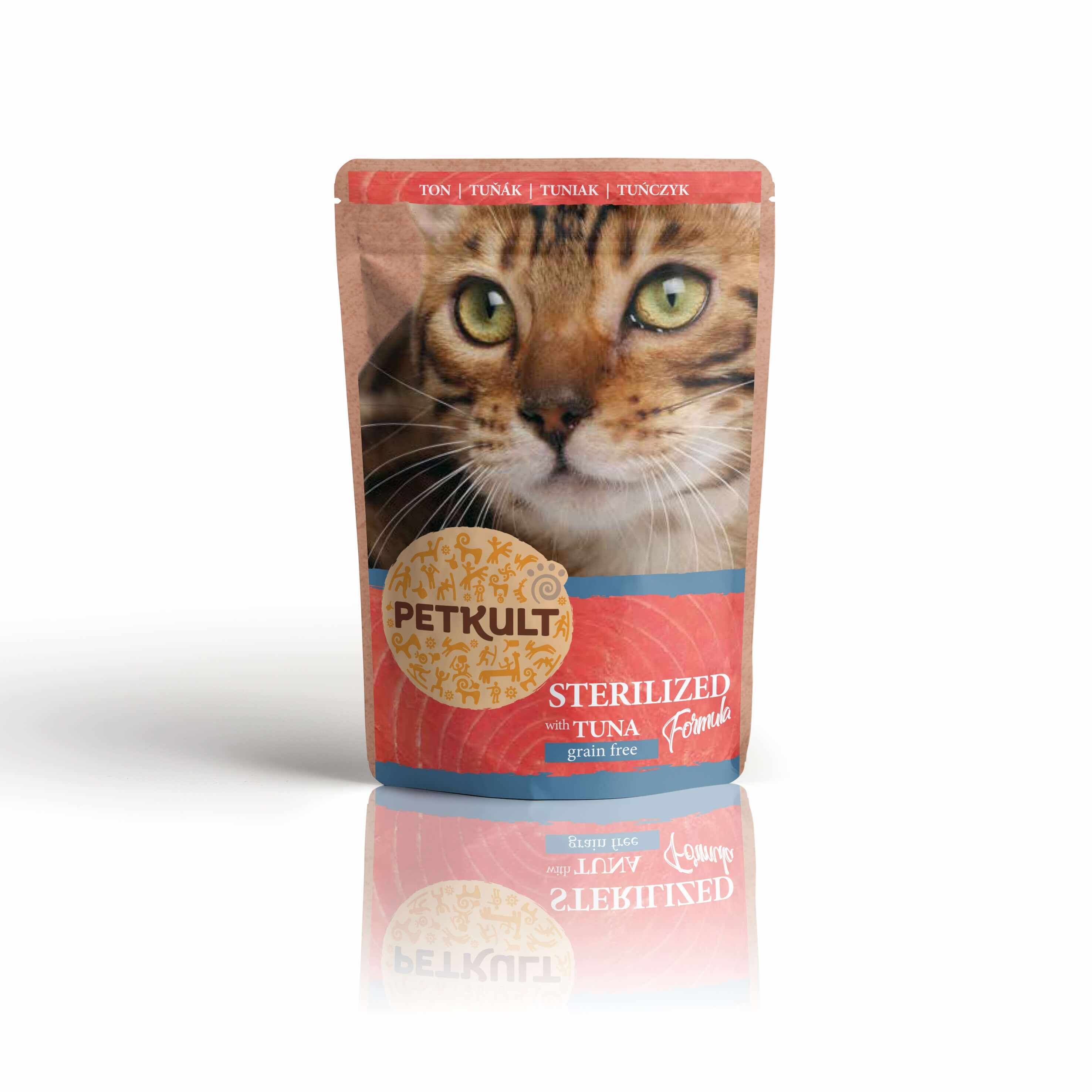 Hrana umeda pentru pisici Petkult Sterilised cu ton 100 g