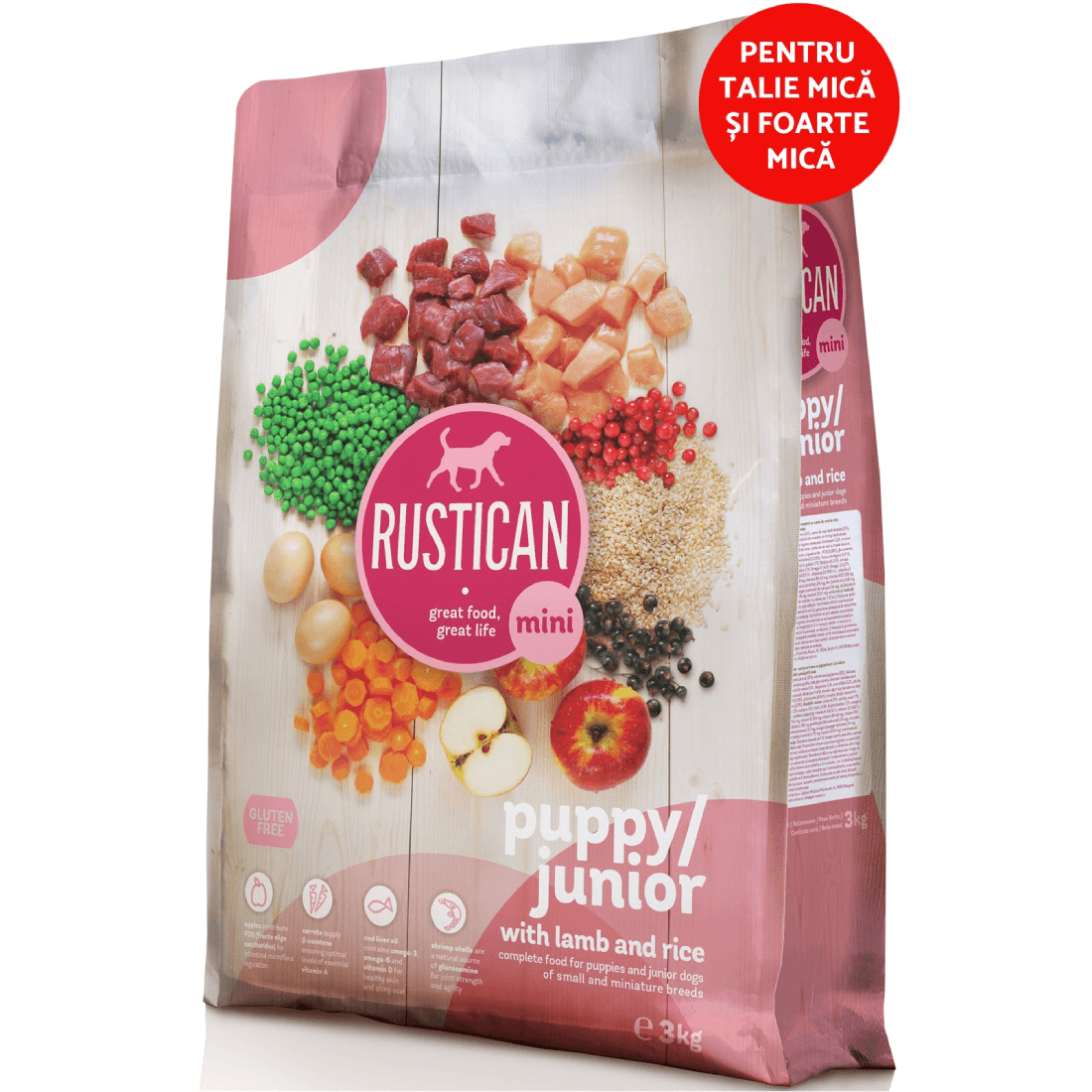 Hrana uscata pentru catei Rustican Mini Puppy/Junior 3kg